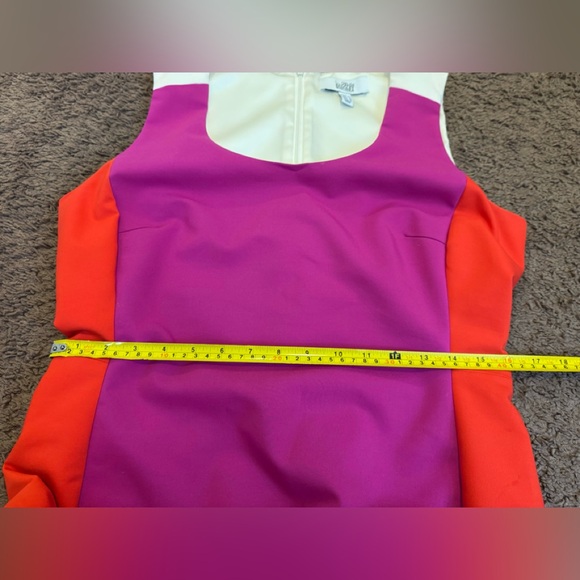 Belle Badgley Mischka Sheath Dress Colorblock Magenta Red Stretch US 12 44 - Picture 8 of 9